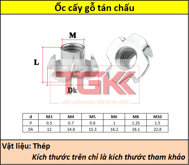 Ốc cấy gỗ tán chấu M8 Siêu thị ốc vít