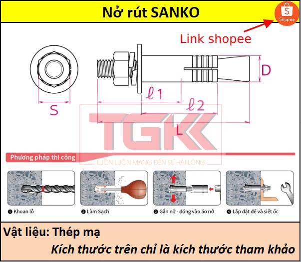 Nở rút sanko Siêu thị ốc vít
