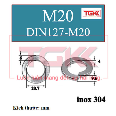 Long đen vênh inox 304-DIN127-M20 Siêu thị ốc vít