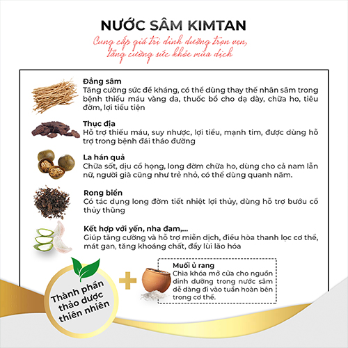 Nước Sâm KimTan nguyên liệu thảo dược thiên nhiên
