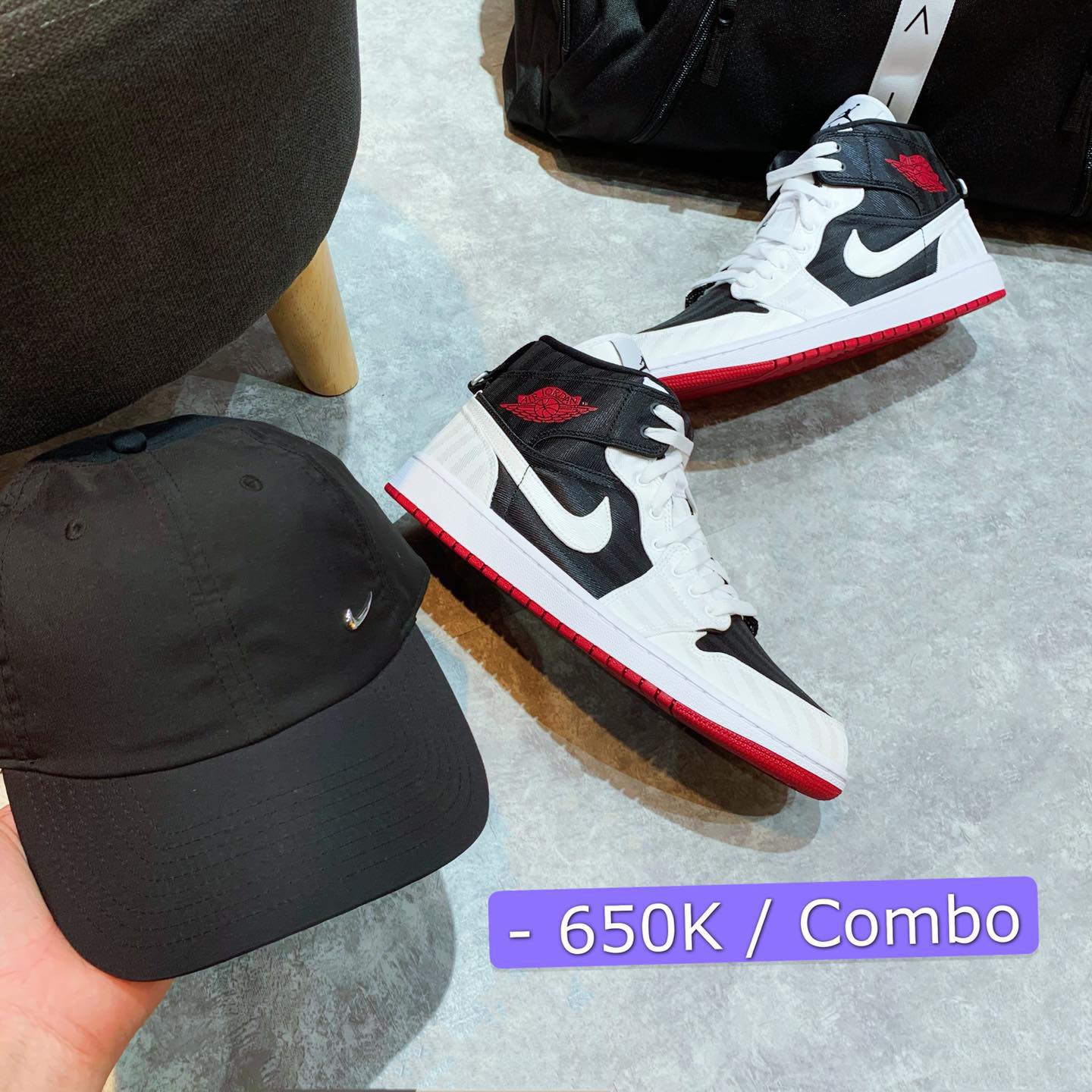 jordan 1 mid se utility black white gym red