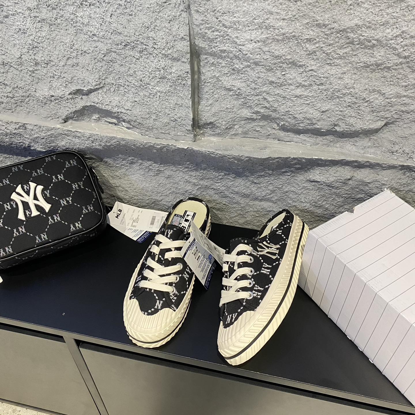 Giày MLB Mule MONO Denim Xanh Đậm  32SHSD11150N   CITISHOP