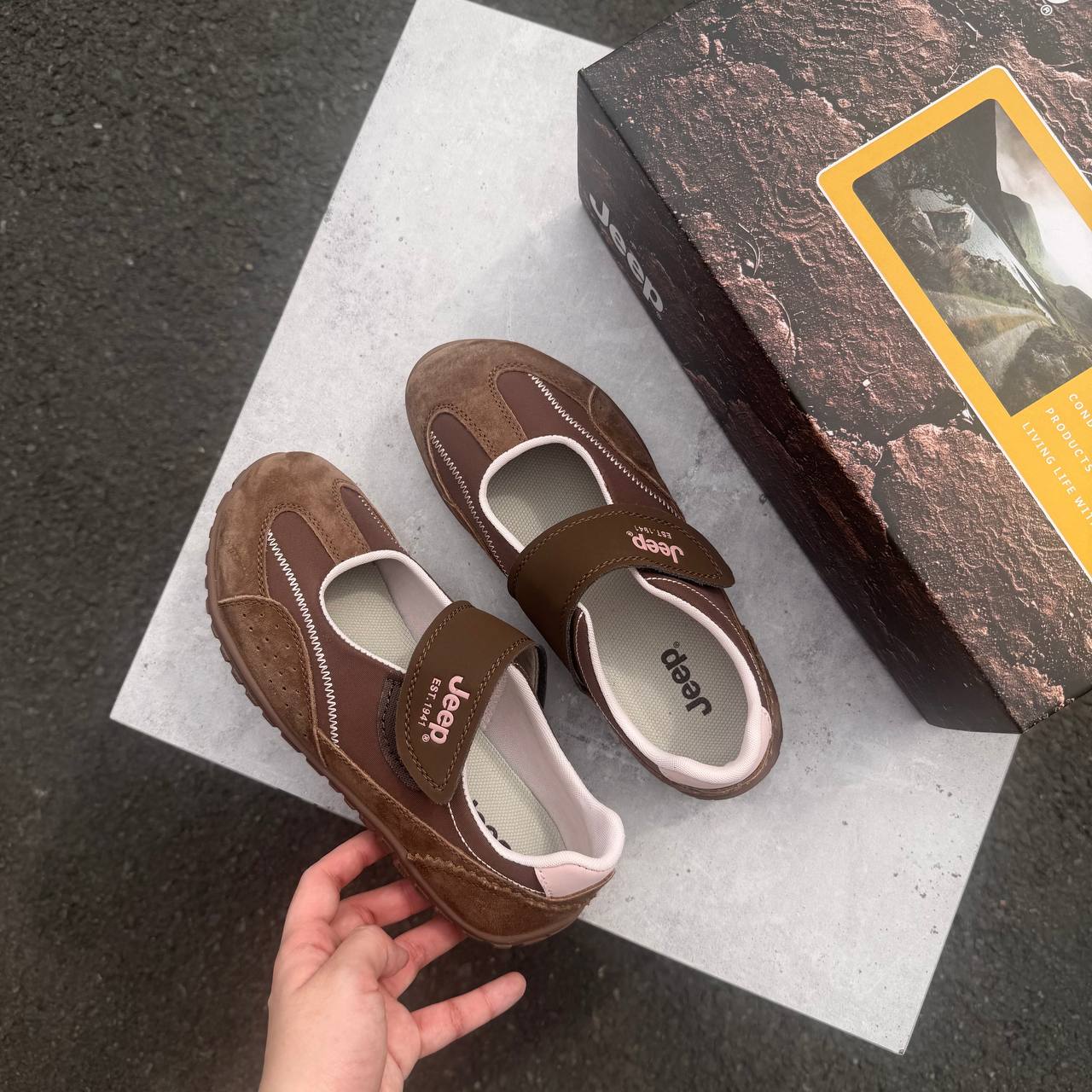 Giày Jeep Mary Jane Comfort Velcro 