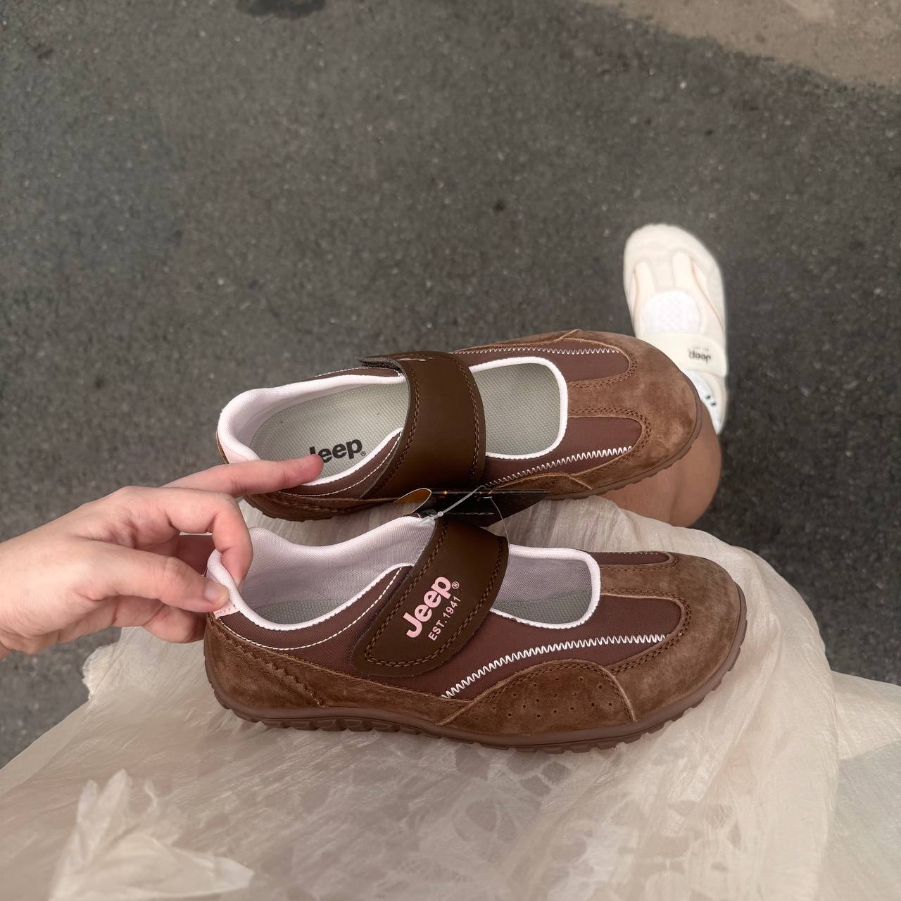 Giày Jeep Mary Jane Comfort Velcro 
