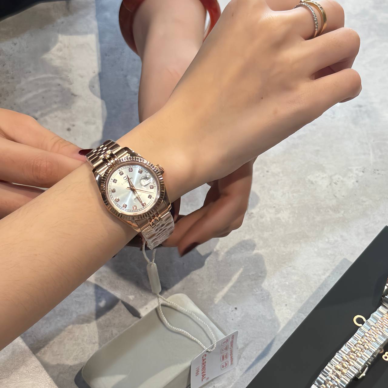 Đồng Hồ I&W Carnival Japan Quartz Sapphire ''Silver/Perfect Gold-Brown '' [8131L]