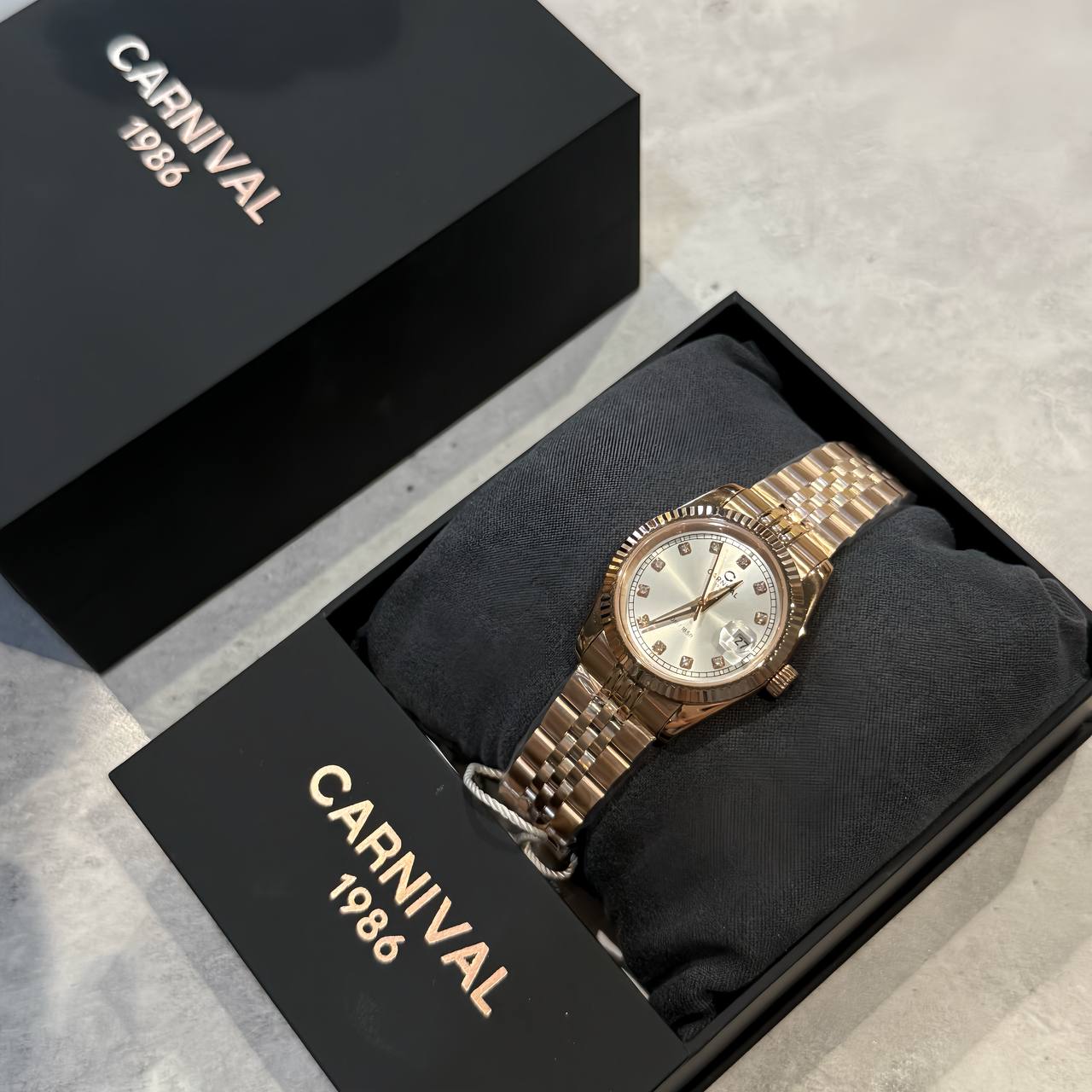 Đồng Hồ I&W Carnival Japan Quartz Sapphire ''Silver/Perfect Gold-Brown '' [8131L]