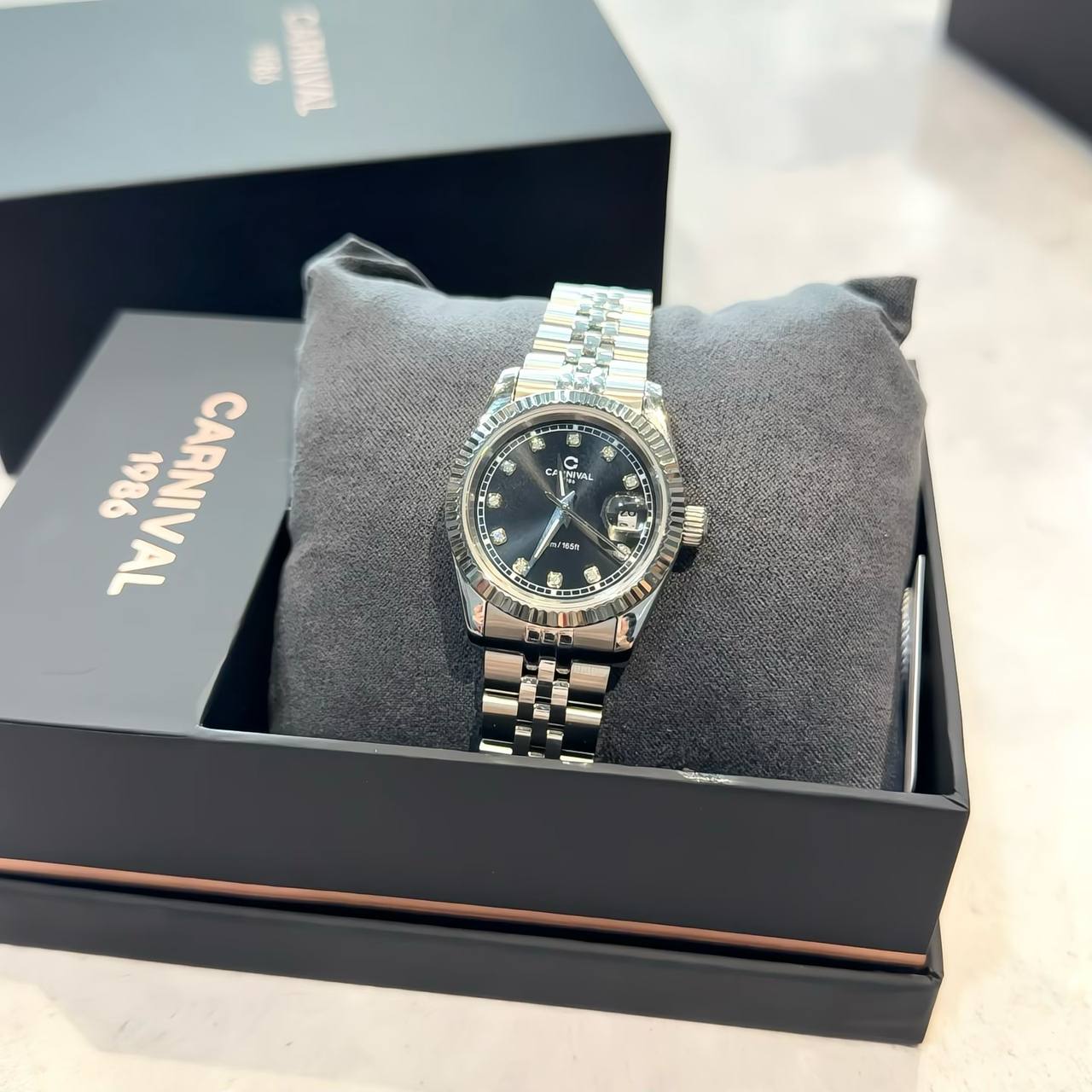 Đồng Hồ I&W Carnival Japan Quartz Sapphire ''Black/Silver'' [8131L]