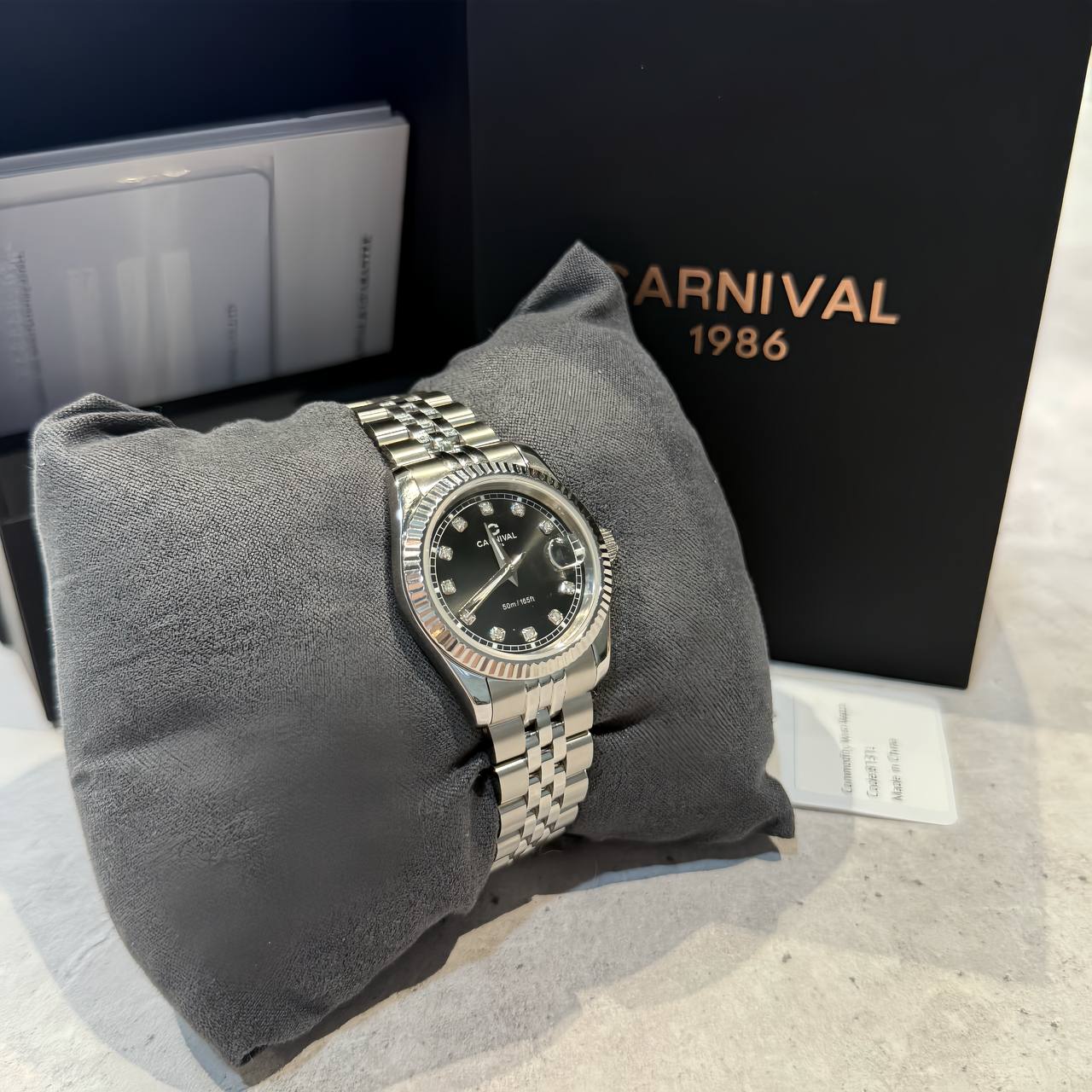 Đồng Hồ I&W Carnival Japan Quartz Sapphire ''Black/Silver'' [8131L]