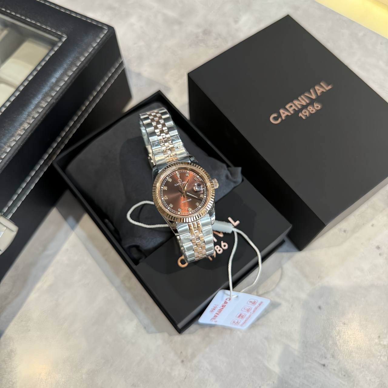 Đồng Hồ I&W Carnival Japan Quartz Sapphire ''Brown/Gold Brown Silver '' [8131L]