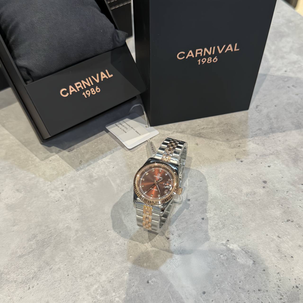 Đồng Hồ I&W Carnival Japan Quartz Sapphire ''Brown/Gold Brown Silver '' [8131L]