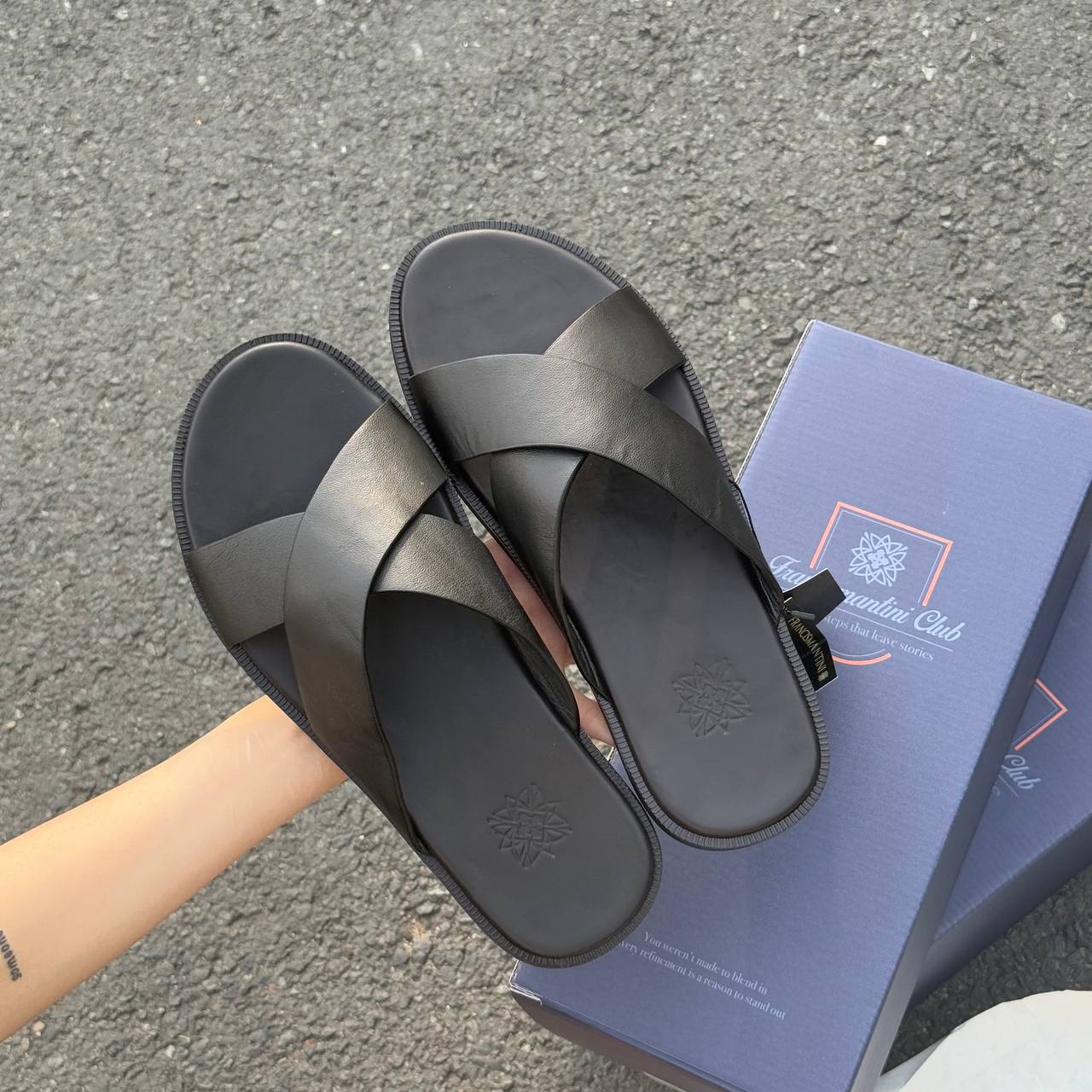 Dép Francis Mantini Cavania Sandal Triple Black Leather [23351FMCSTB ]