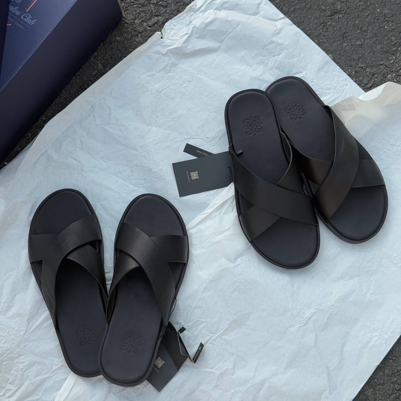 Dép Francis Mantini Cavania Sandal Triple Black Leather [23351FMCSTB ]