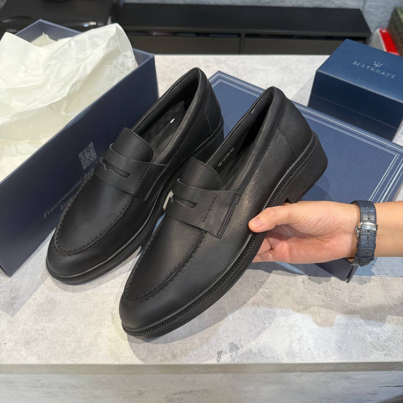 Giày Francis Mantini Loafer Shiny Leather ''Black'' [23570KD006]