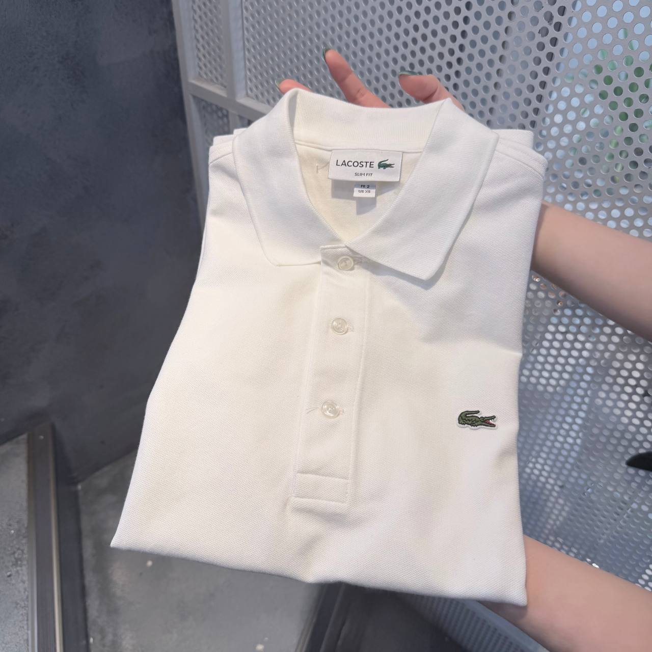 Polo Nam Lacoste Slim Fit Stretch Cotton Piqué Grey Crocodile Polo Shirt PH4014 001