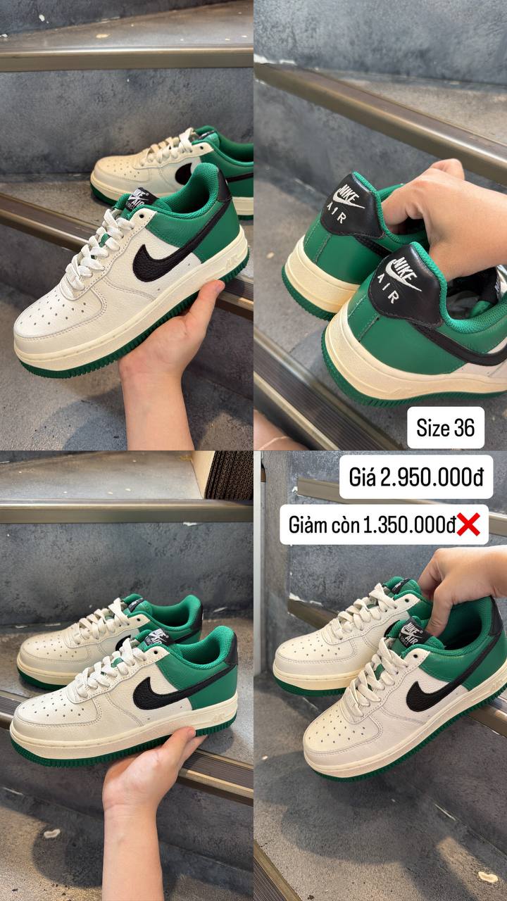 Giày Nike Air Force 1 Custom Low By You White Grey Green Cust [DV3892 900]
