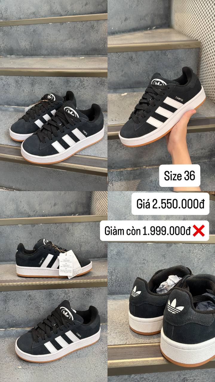 Giày Adidas Campus 00s Teens Textil ''Black/White'' [HQ6638]