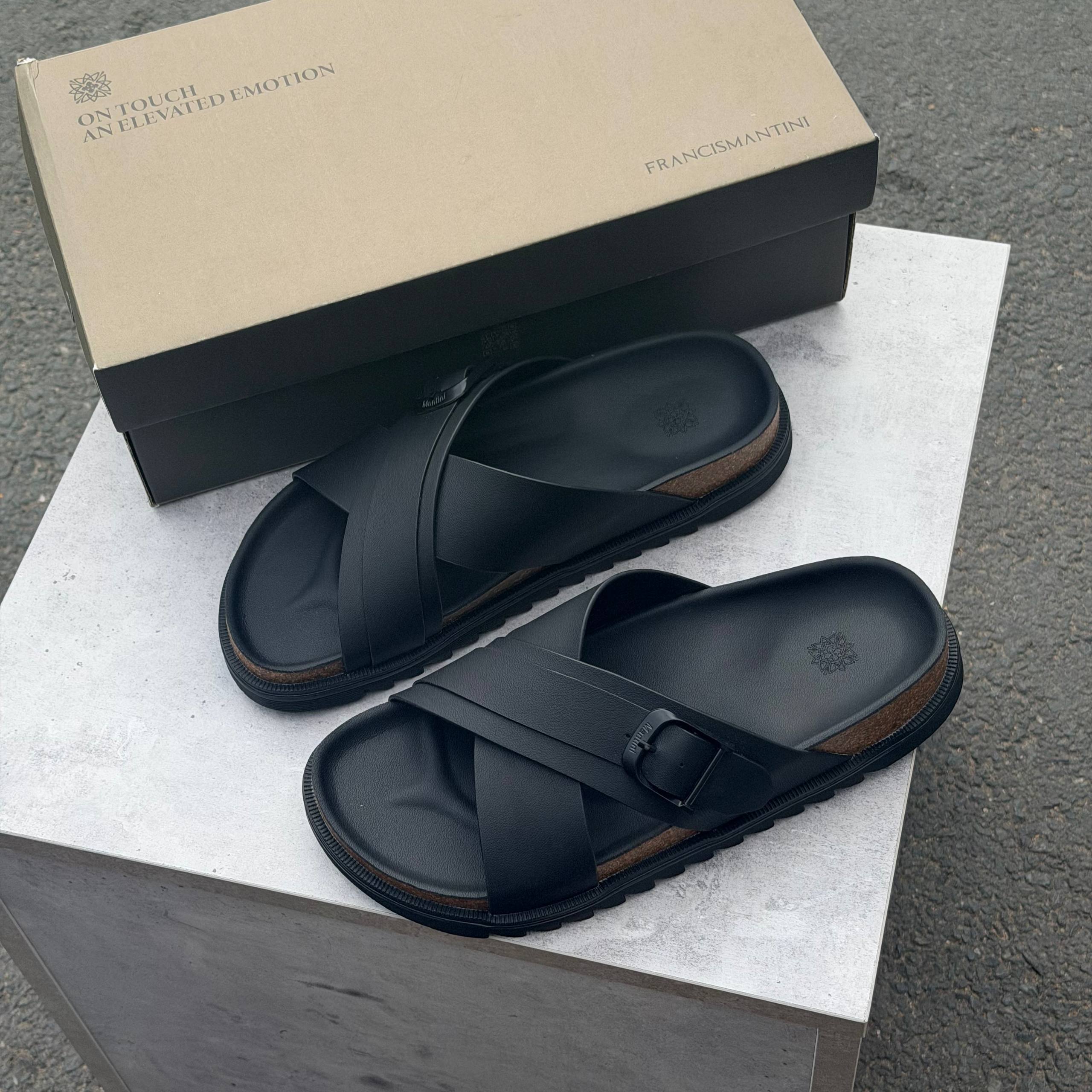 Dép Francis Mantini Velar Crossover Sandal Black
