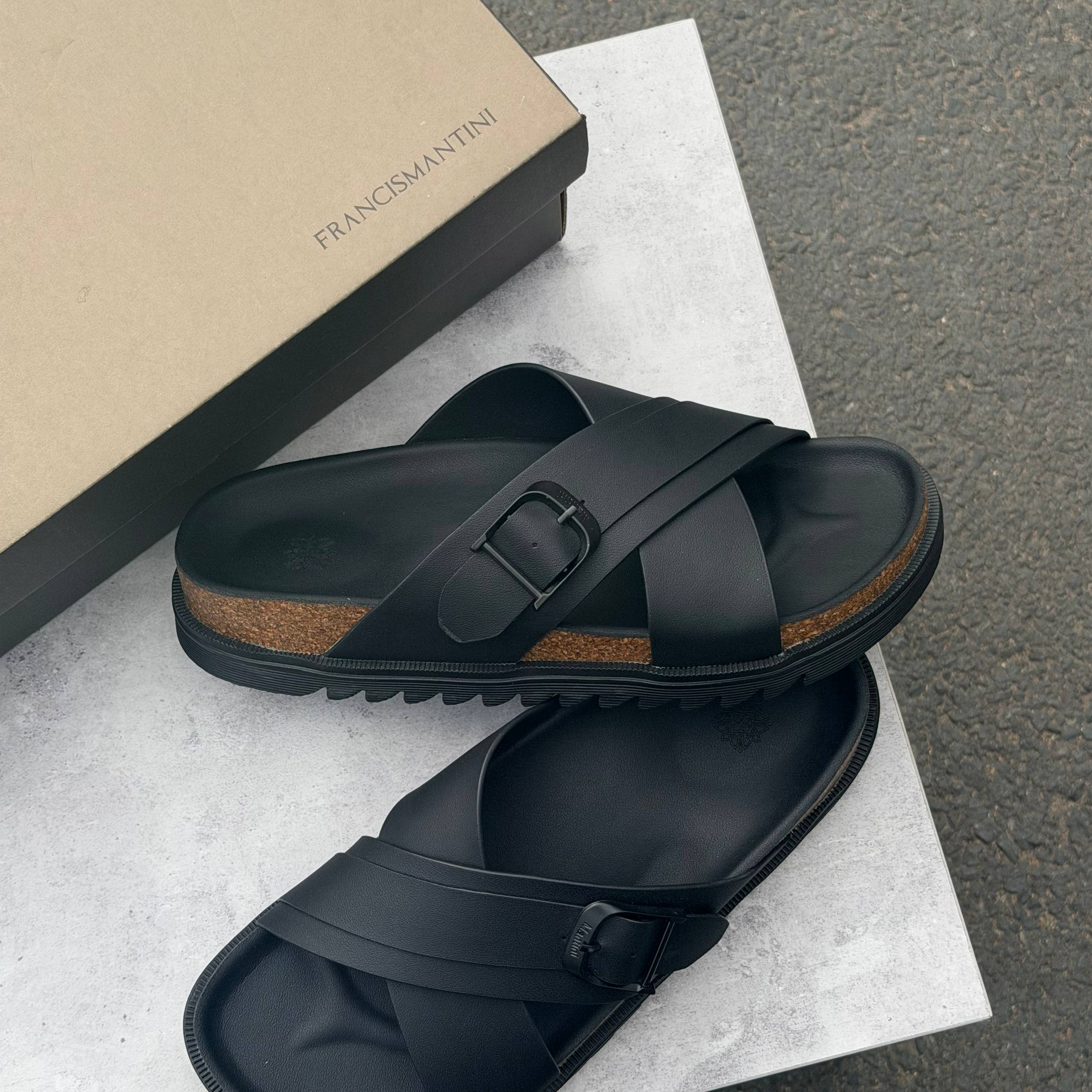 Dép Francis Mantini Velar Crossover Sandal Black