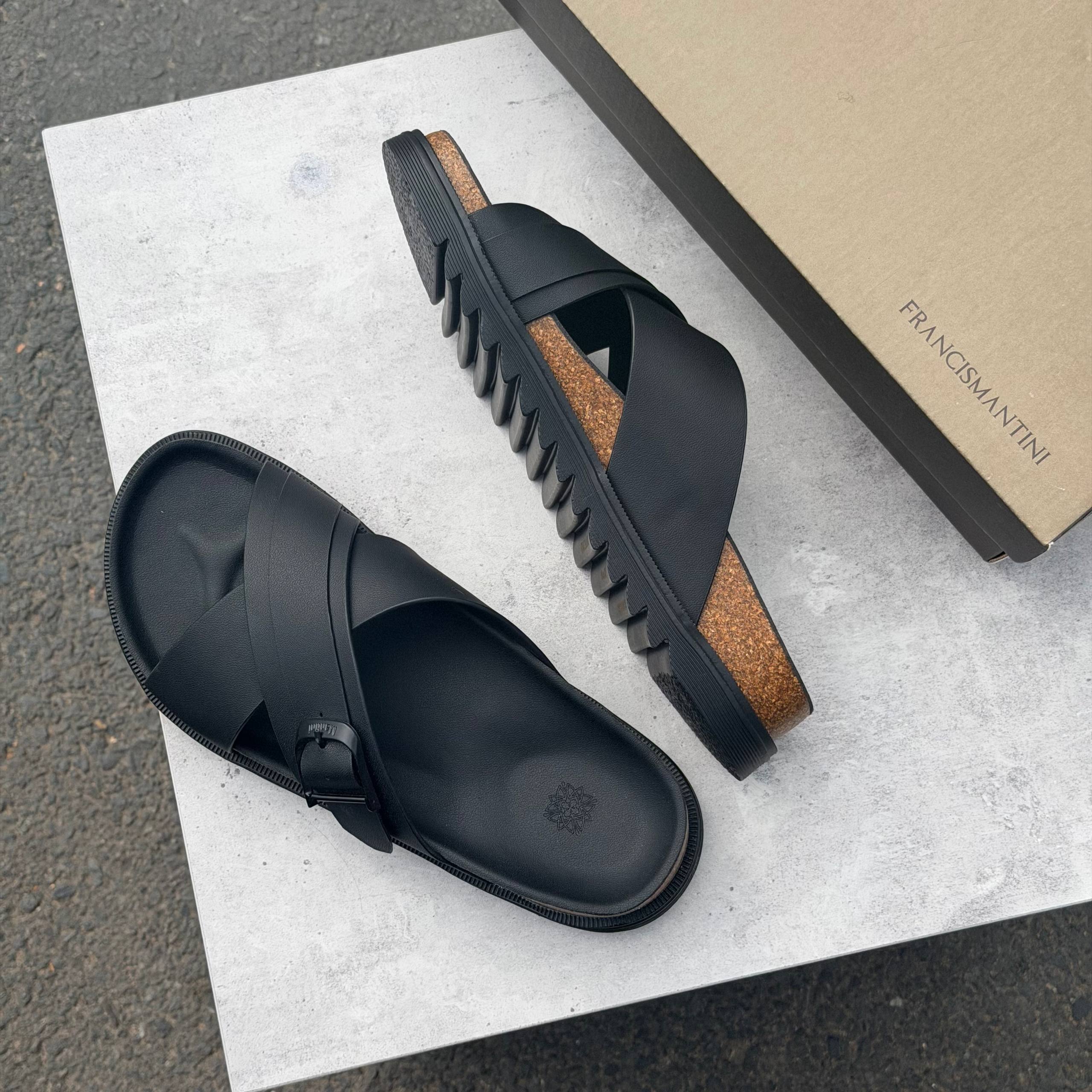 Dép Francis Mantini Velar Crossover Sandal Black