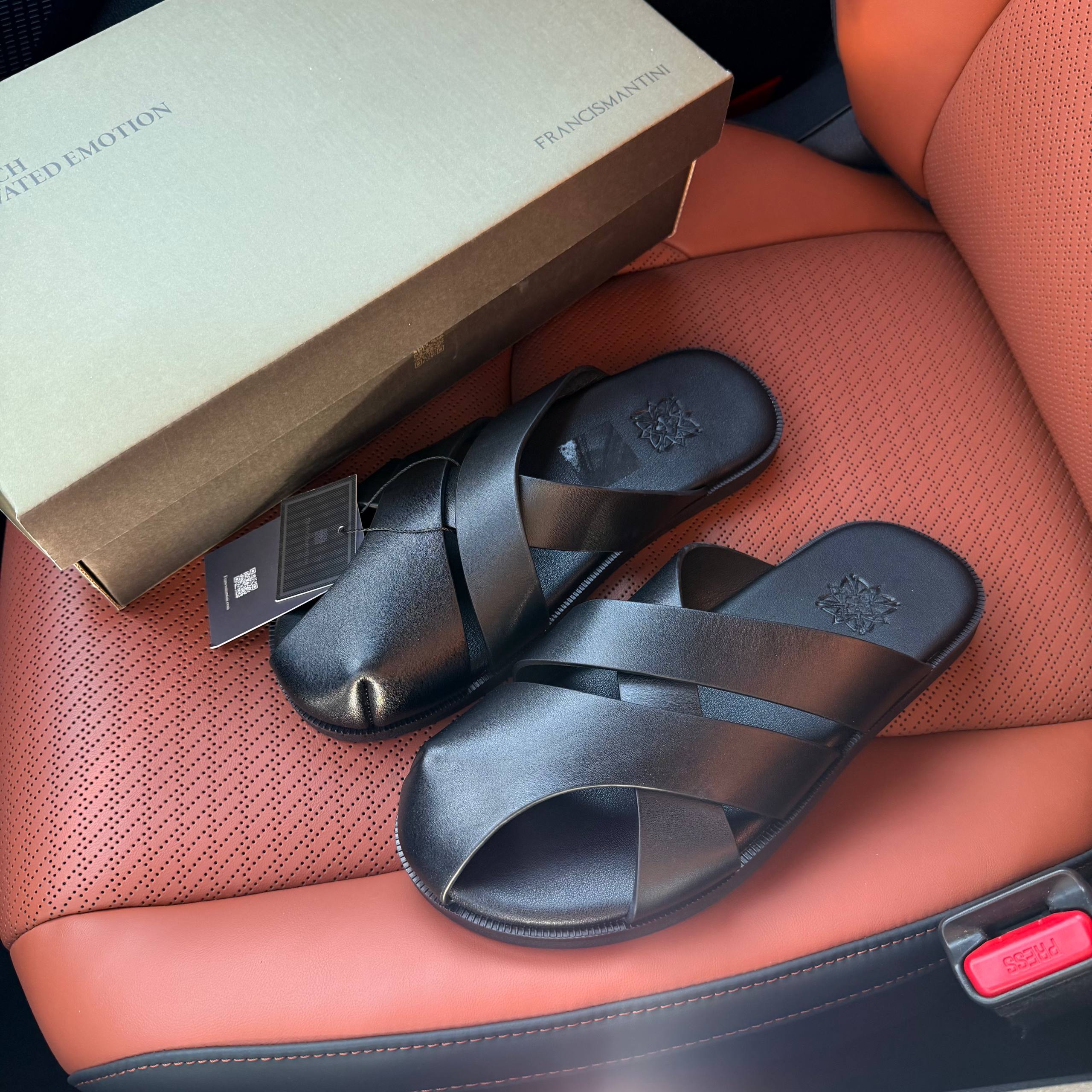 Dép Francis Mantini Leather Uncaged Fisherman Black *2026*