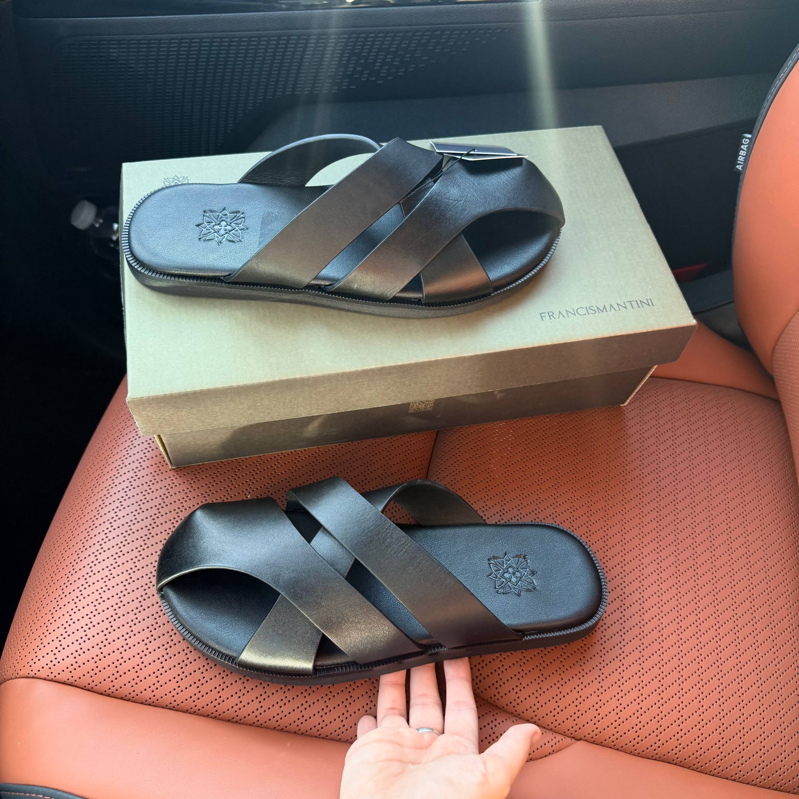 Dép Francis Mantini Leather Uncaged Fisherman Black *2026*