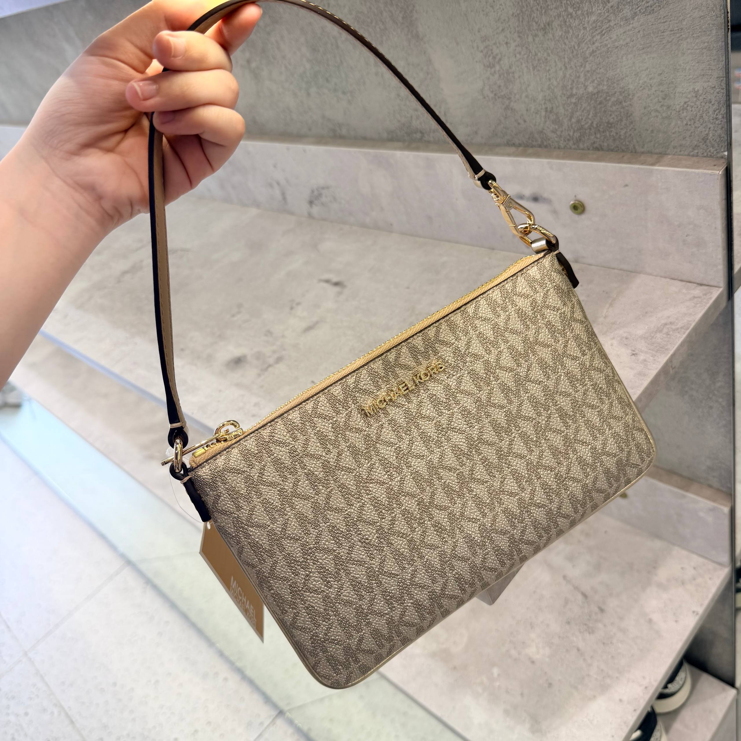 Michael Kors Jet Set Vanilla Chain Pouchette Bag