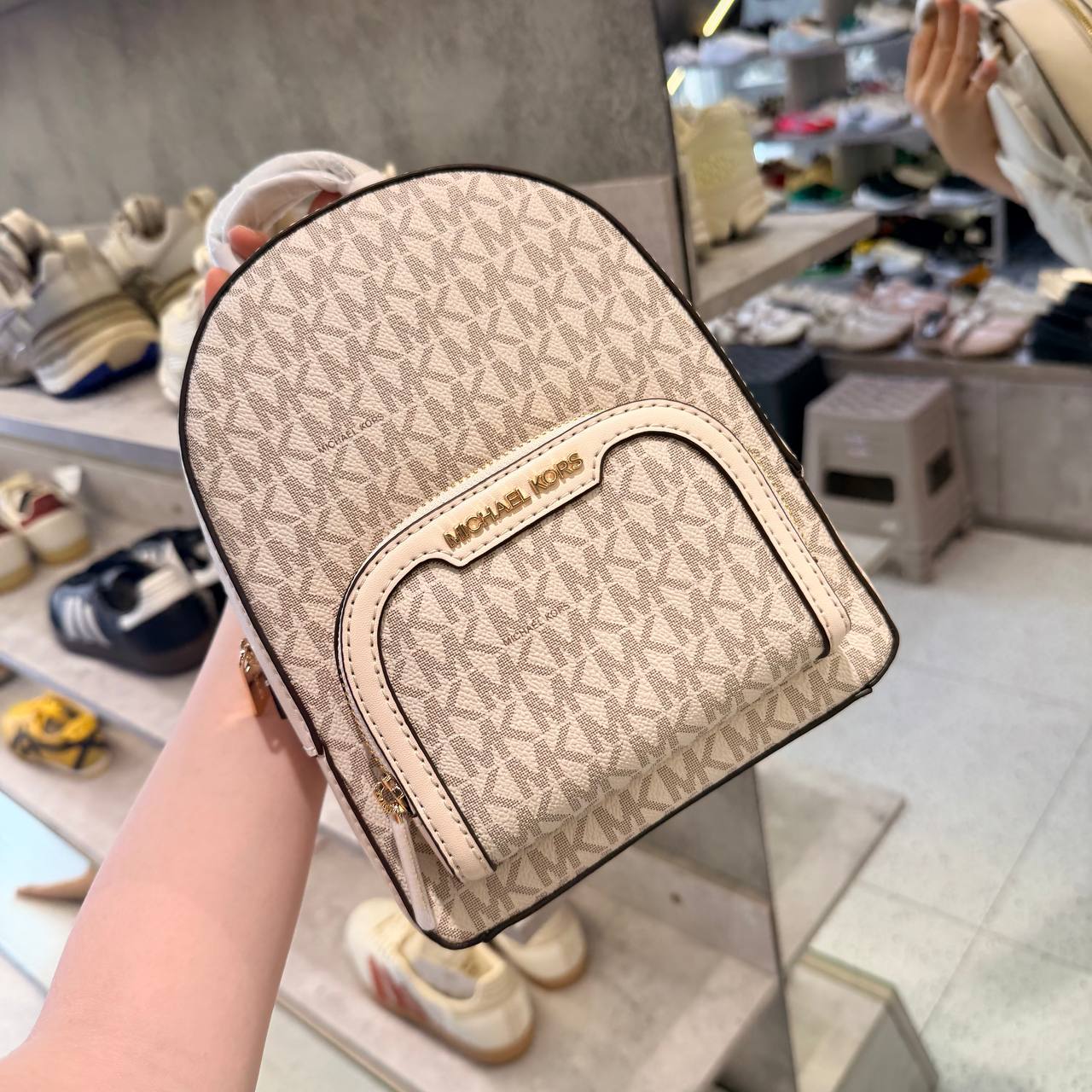 Balo Nữ Michael Kors MK Jaycee Mini Logo Backpack Vanilla