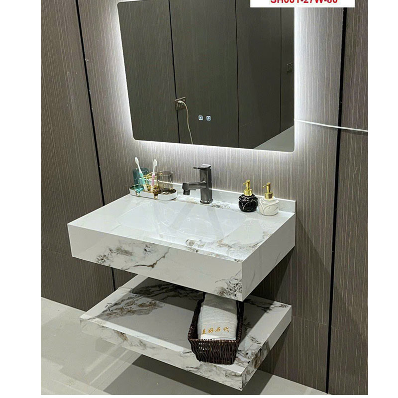 Bàn đá 2 tầng bóng tràn viền ,tích hợp tủ tiện dụng trong combo KB301