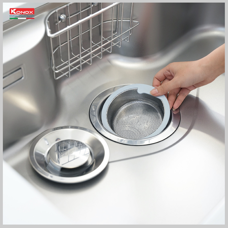 Bát rác 3 lớp và hệ thống siphon tiết kiệm không gian, ngăn mùi hiệu quả