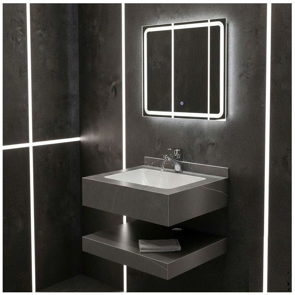 Bộ Bàn Đá Lavabo 2 Tầng Màu Xám - kích thước 600x450mm