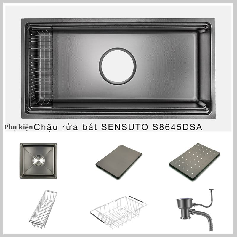 Bộ phụ kiện tặng kèm theo chậu rửa bát 1 hố rộng SENSUTO S8645DSA