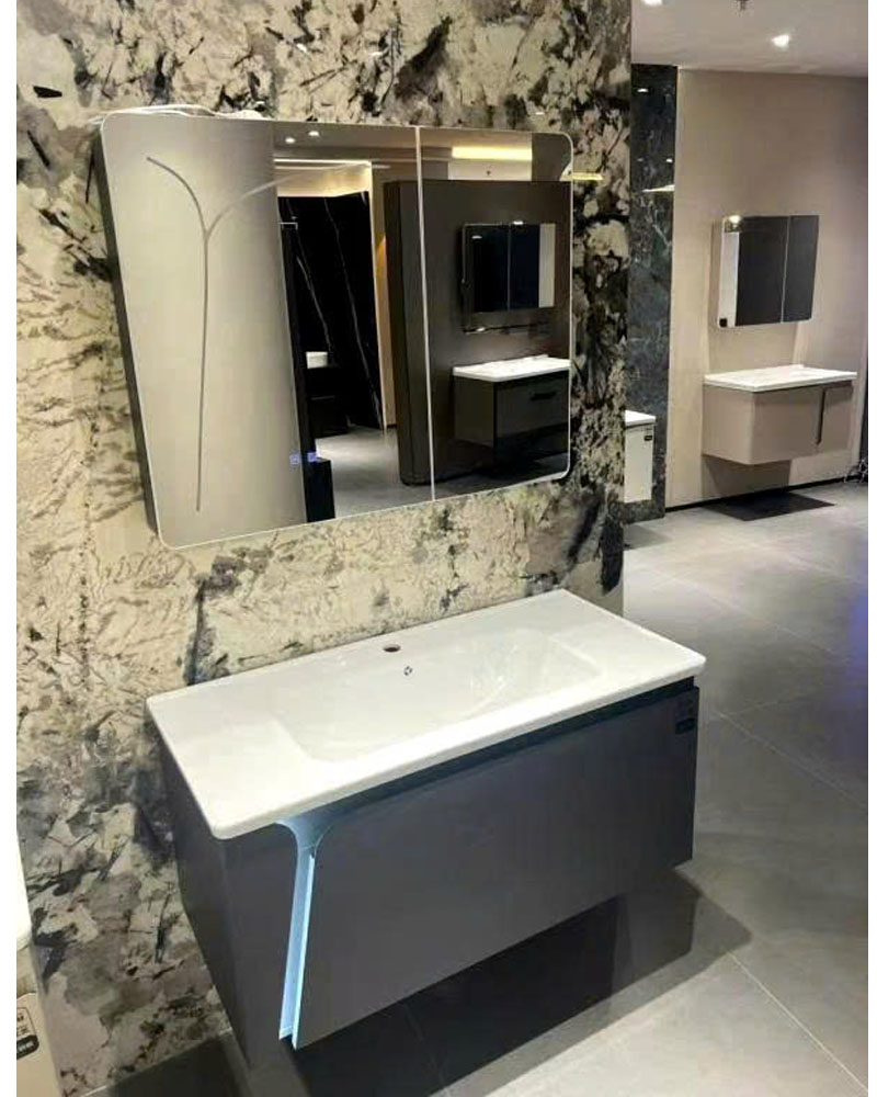 Bộ tủ chậu lavabo PVC AB805 cao cấp chống nước tuyệt đối cho phòng tắm hiện đại.