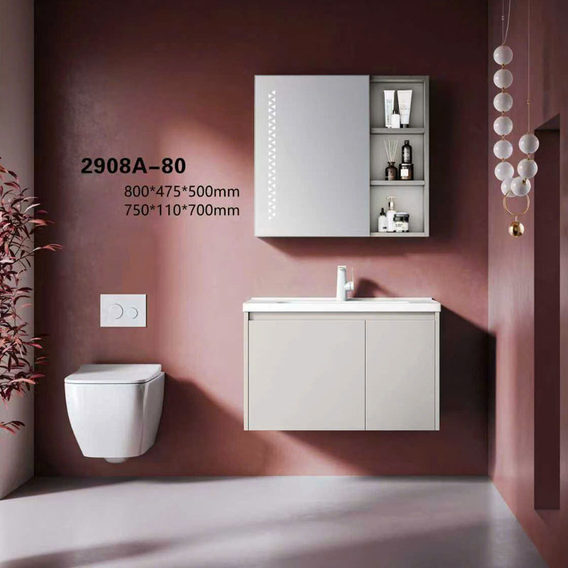 Bộ tủ chậu phòng tắm PVC YS1908A chống nước cánh kim loại
