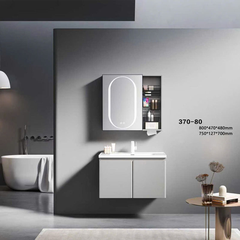 Bộ tủ chậu phòng tắm PVC YS370 chống nước kèm gương LED