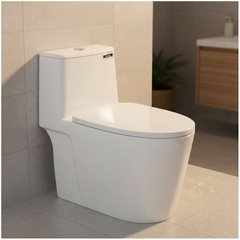 Bồn cầu liền khối Nano R44 công nghệ xả xoáy mạnh mẽ chống ố vàng.