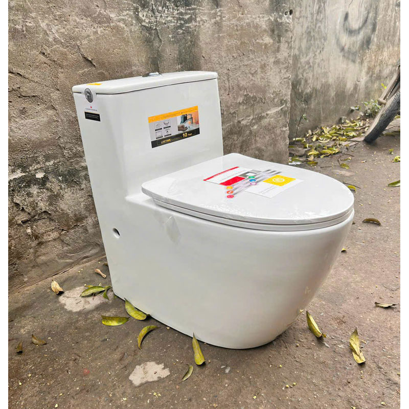 Bồn cầu nguyên khối màu xám Combo X205 – xả đẩy xả xoáy sạch mạnh