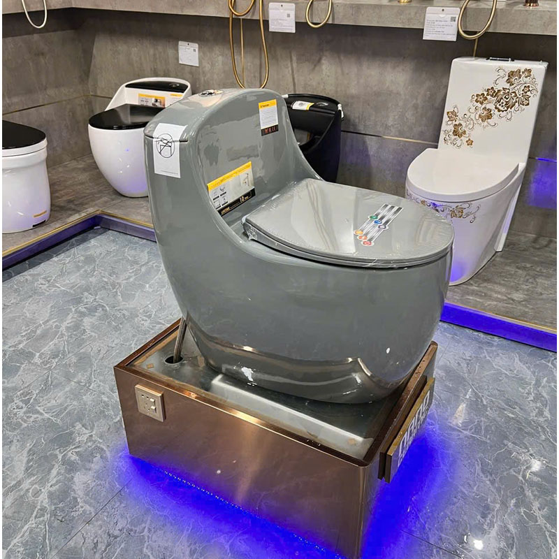 Bồn cầu trứng CR36GR màu xám sang trọng, thiết kế liền khối hiện đại