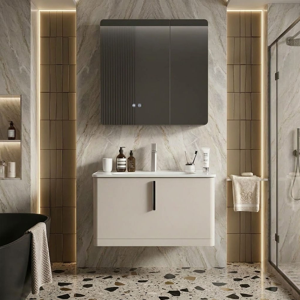 Nhựa PVC nguyên sinh cao cấp chống nước chống mối mọt bộ tủ chậu Teady 8508