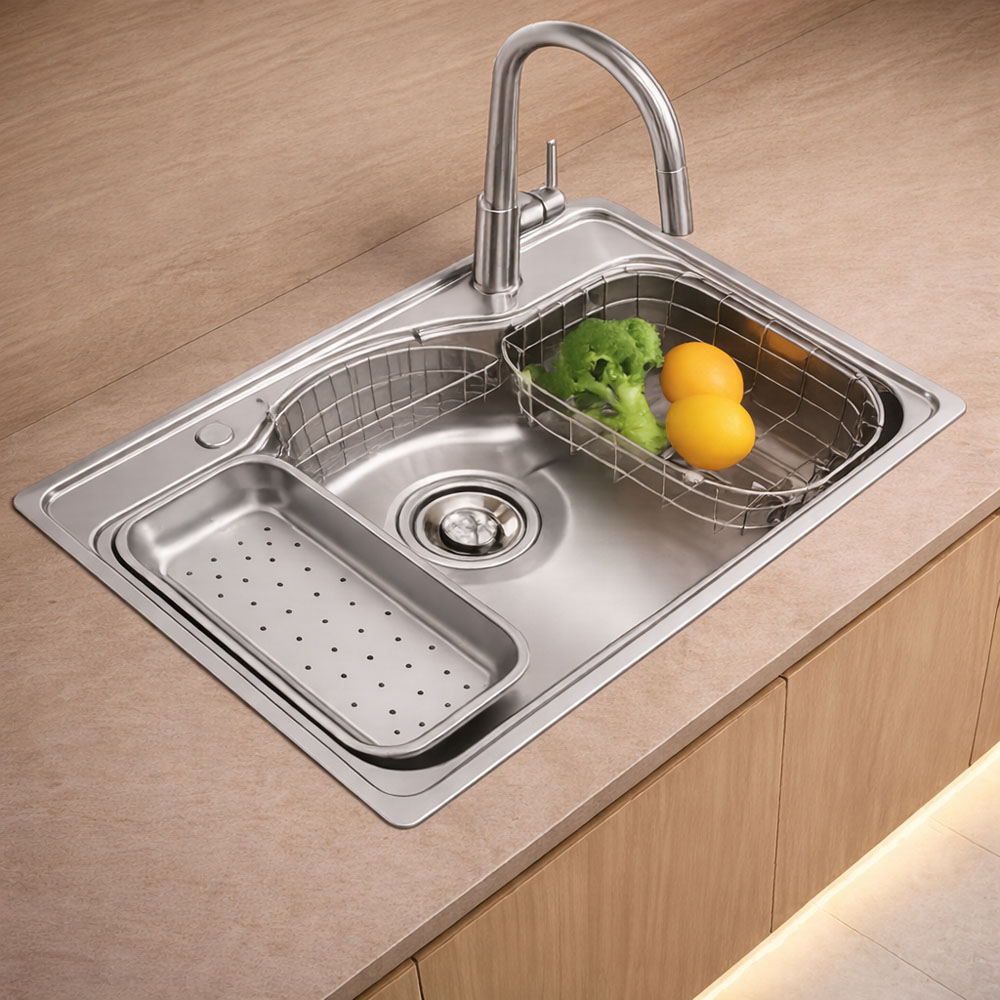 Chậu rửa bát 1 hố sâu lòng SKL 8248T giúp chống bắn nước hiệu quả