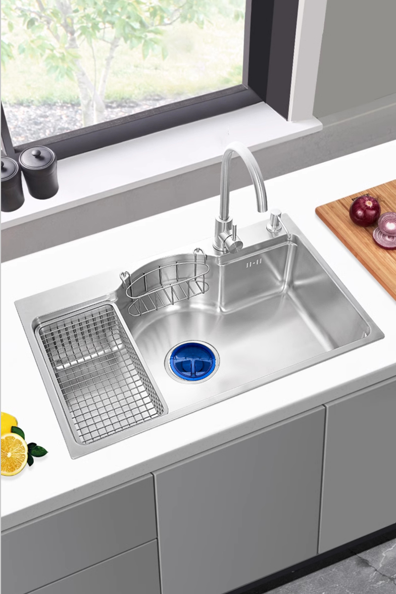 Chậu rửa CR7848 tích hợp rổ inox và chậu nhỏ colander tiện lợi