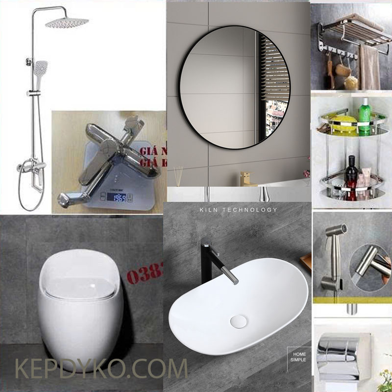 Combo nhà tắm cao cấp H212 gồm 9 món thiết kế sang trọng đồng bộ