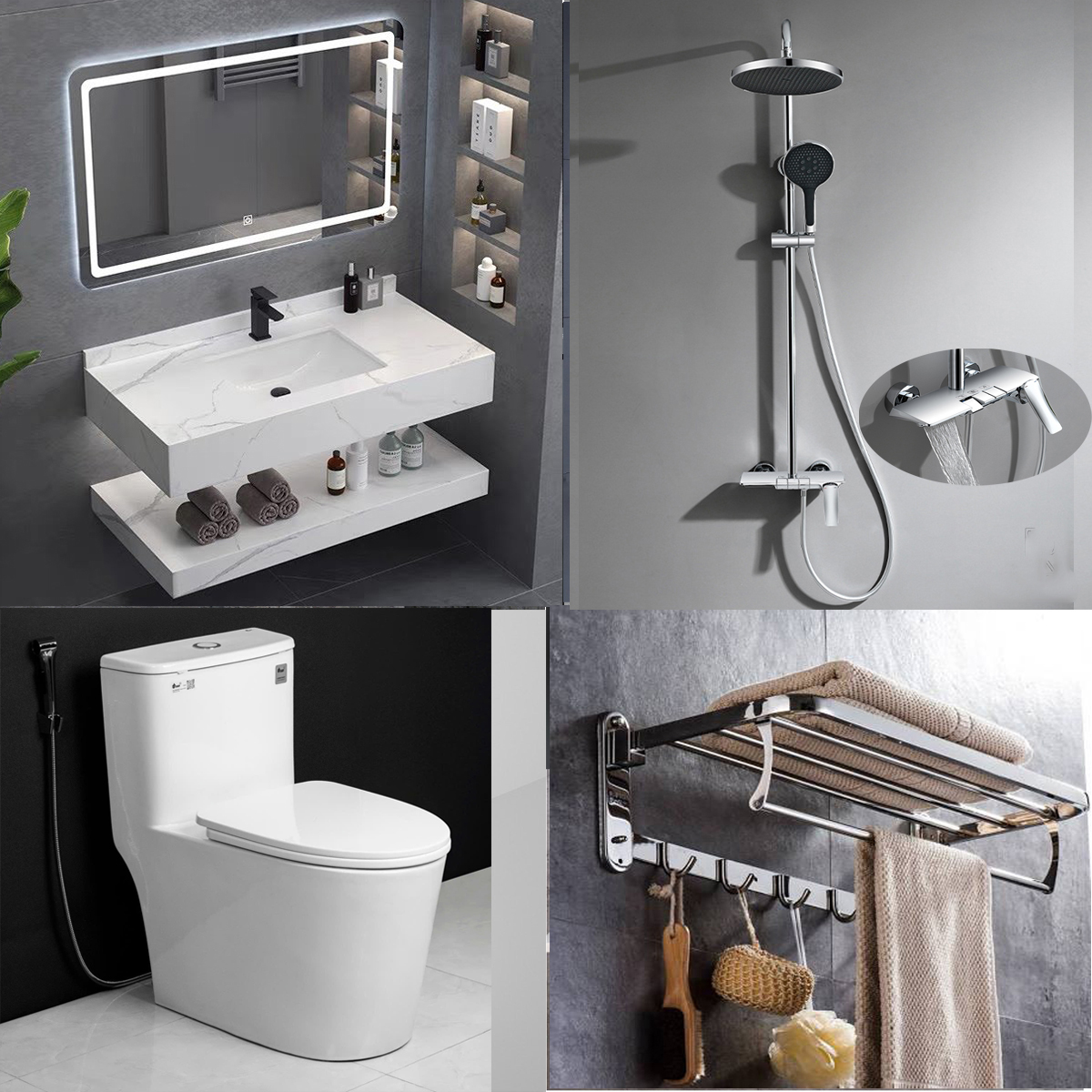 Combo Phòng Tắm Cao Cấp CB25 gồm 8 món đồng bộ, thiết kế sang trọng và hiện đại