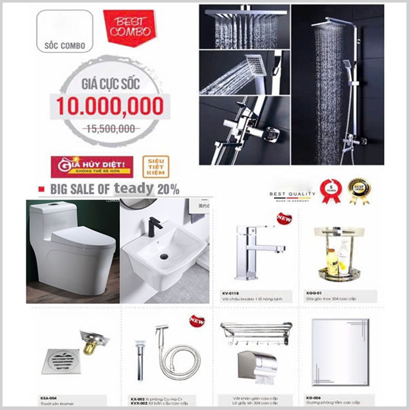 Combo thiết bị vệ sinh TD02 đồng bộ – tăng tính thẩm mỹ