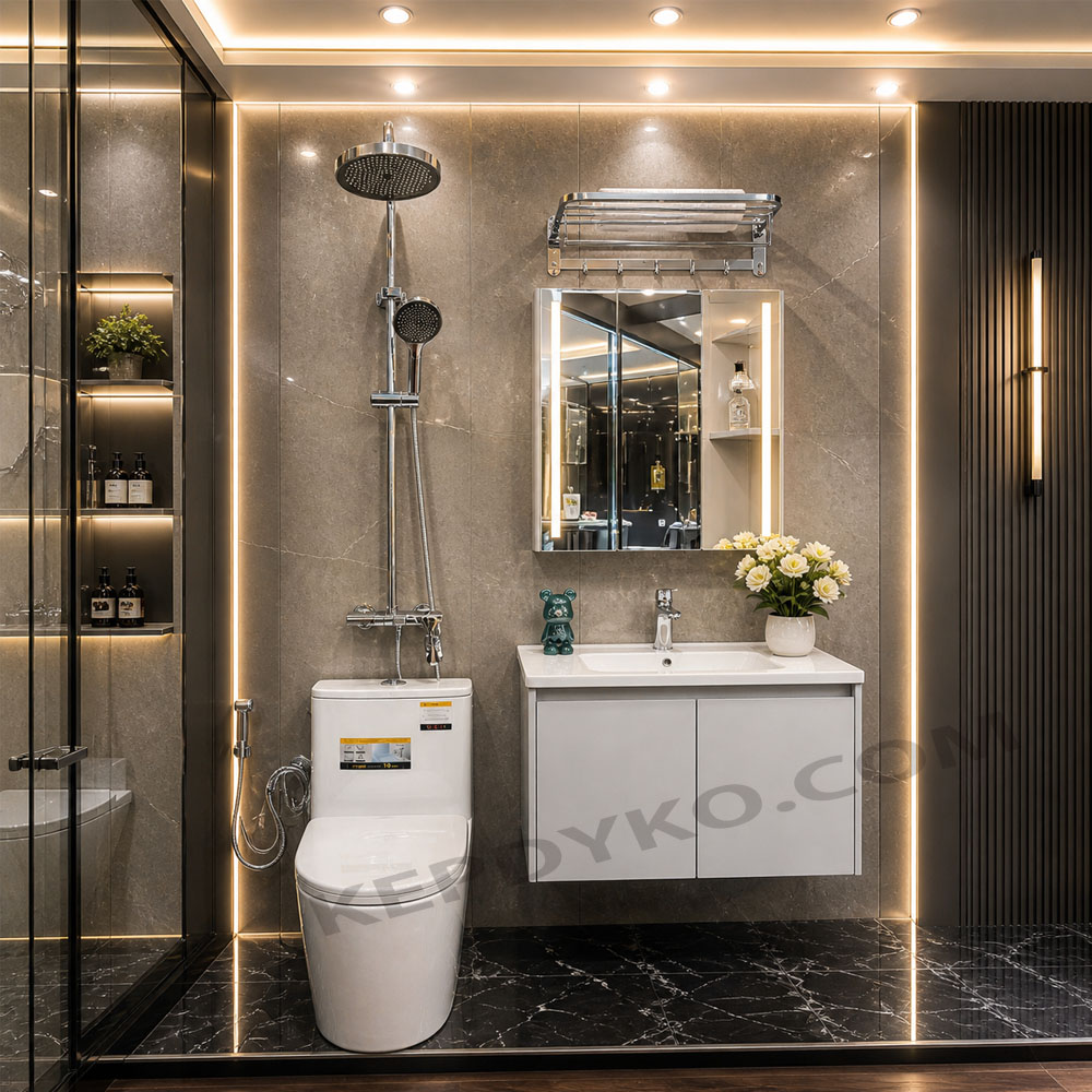 Trọn bộ combo thiết bị vệ sinh phòng tắm CB019 8 món cao cấp đầy đủ