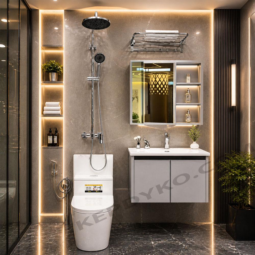 Trọn bộ combo thiết bị vệ sinh phòng tắm CB030 8 món hiện đại đầy đủ
