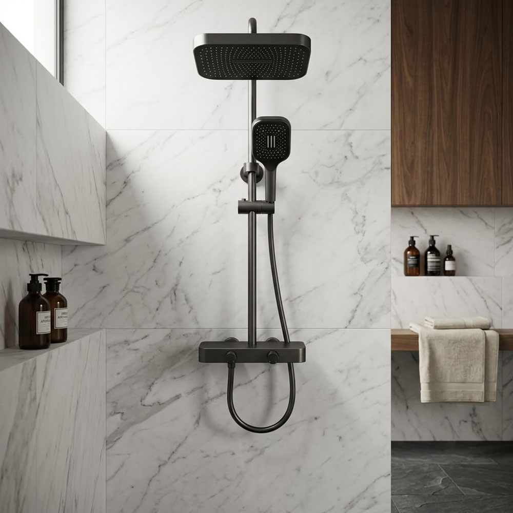 Củ sen đúc đồng ốp kính cường lực cao cấp và núm vặn điều khiển mã KB 288K