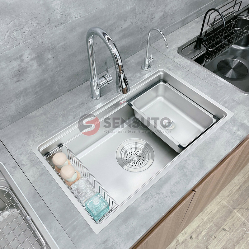 Chậu rửa bát 1 hố Sensuto S7045TSA chính hãng cao cấp cho nhà nhỏ