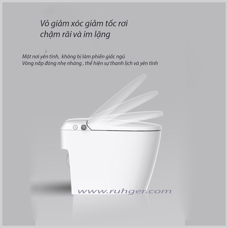 Bàn cầu CR6809 có nắp rơi êm và thiết kế chân thủy lực tiện dụng