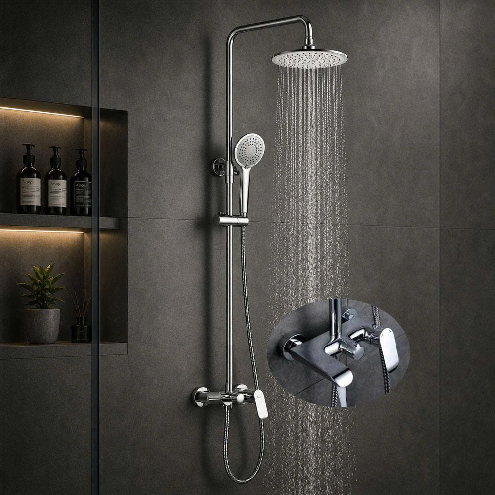 Sen cây tắm đứng nóng lạnh 6687 củ đồng nguyên chất mạ Crom sáng bóng