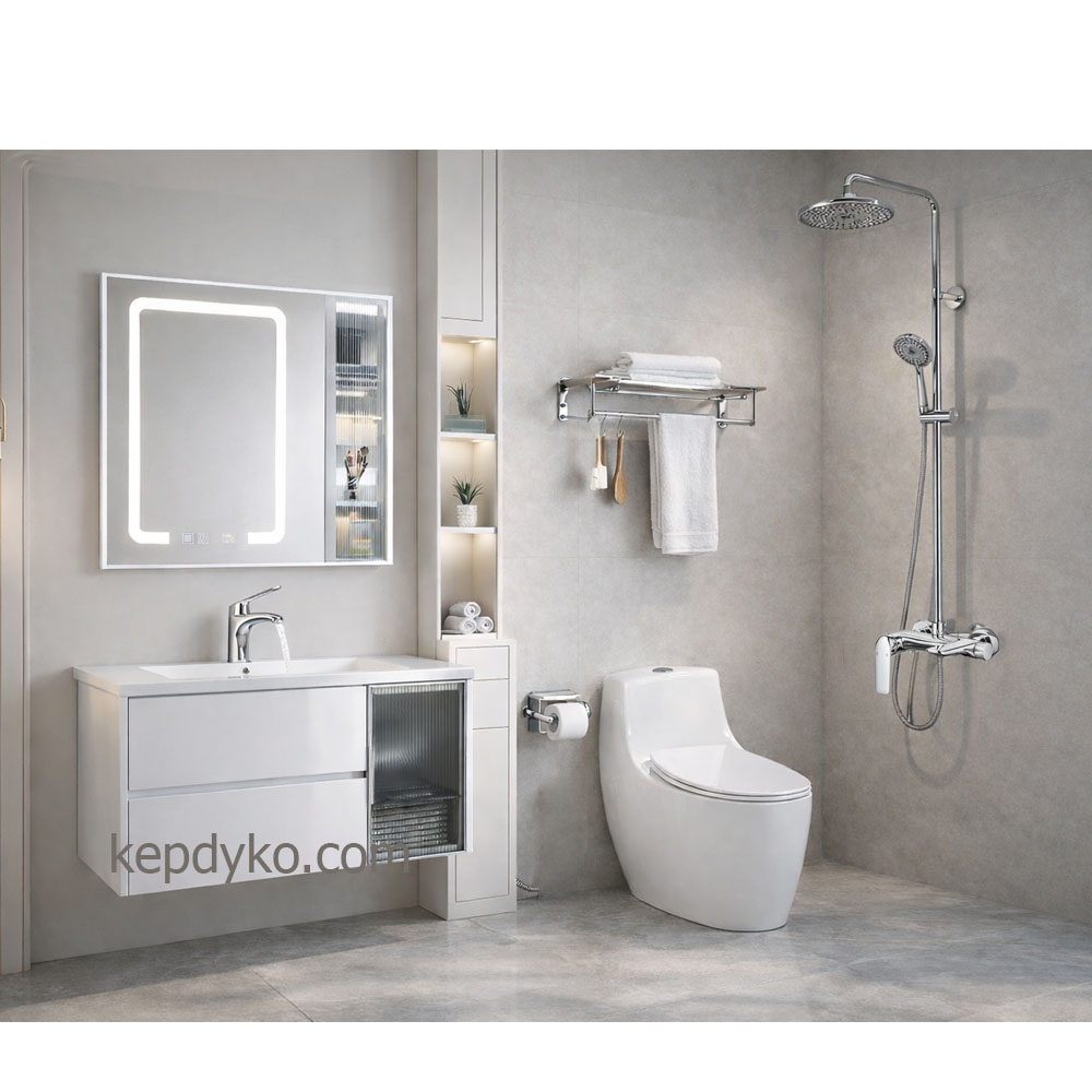 Trọn bộ combo thiết bị vệ sinh AB129 cao cấp 7 món cho phòng tắm sang trọng.